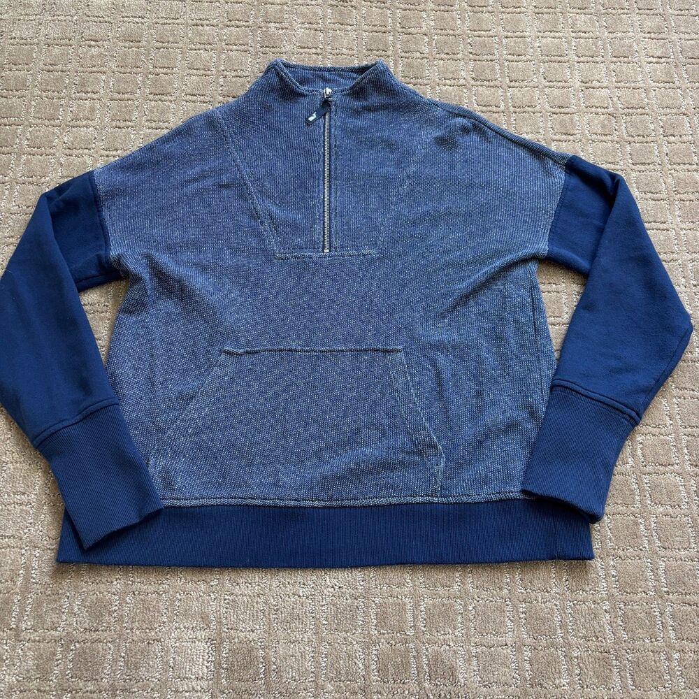 Vineyard Vines 1/4 Zip Pop-Over Sweatshirt Womens M Navy Blue Preppy Casual Cozy